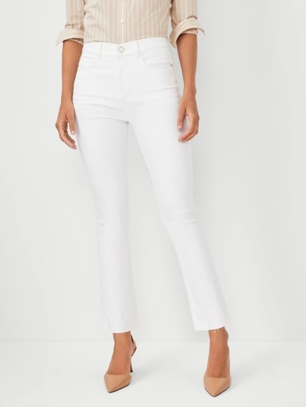 Ann Taylor White Women's Skinny Crop Jeans - Size 16